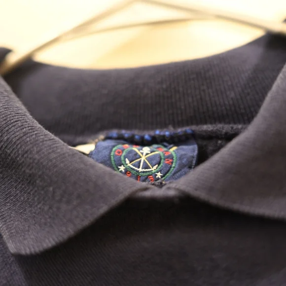 Oarsman Embroidery St Barth Oversize Navy Blue Cotton Sweater Coastal Nautical M - Picture 4 of 14